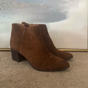 Brown suede booties
